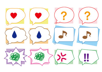 シンプルな吹き出しセットカラー3