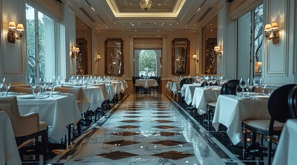 Fototapeta premium Elegant premium fine dining restaurant.