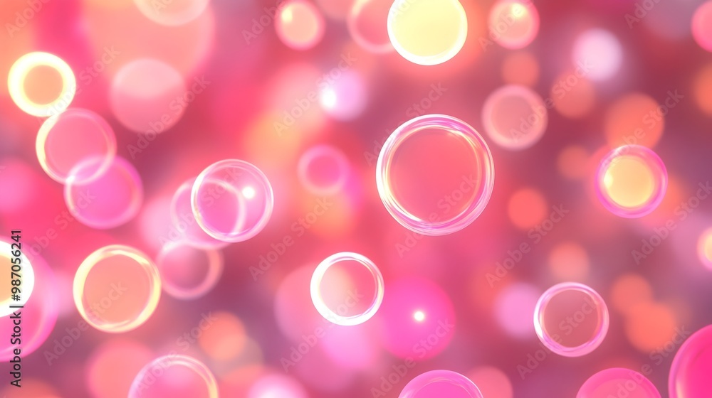 Poster colorful bokeh abstract explosion with vibrant neon glow and sparkling bubbles