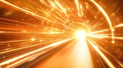 Obraz premium An abstract background featuring golden lightspeed lines creates a high-resolution, professional photograph with a futuristic feel. Orange and white stripes dominate the background,