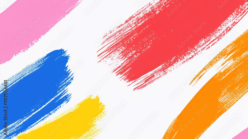 Poster vibrant paint strokes in various colors creating a dynamic abstract background. perfect for art, des