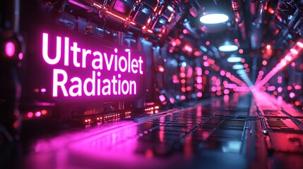 Ultraviolet radiation concept with futuristic glowing light effects