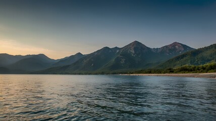 lake and mountains