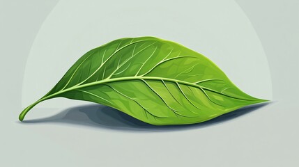 Obraz premium Single green leaf on a soft background