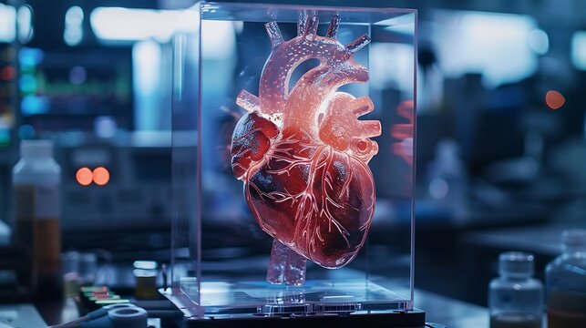 Cutting-Edge Research: Scientists Analyzing Human Heart Model in Advanced Laboratory
