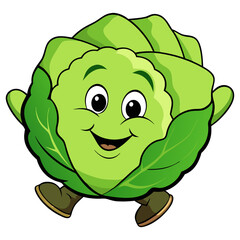 Fototapeta premium 3d rendering of dynamic cabbage cartoon character. Generative AI