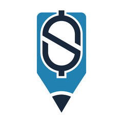 vector abstract line art PENCIL and finance logo
