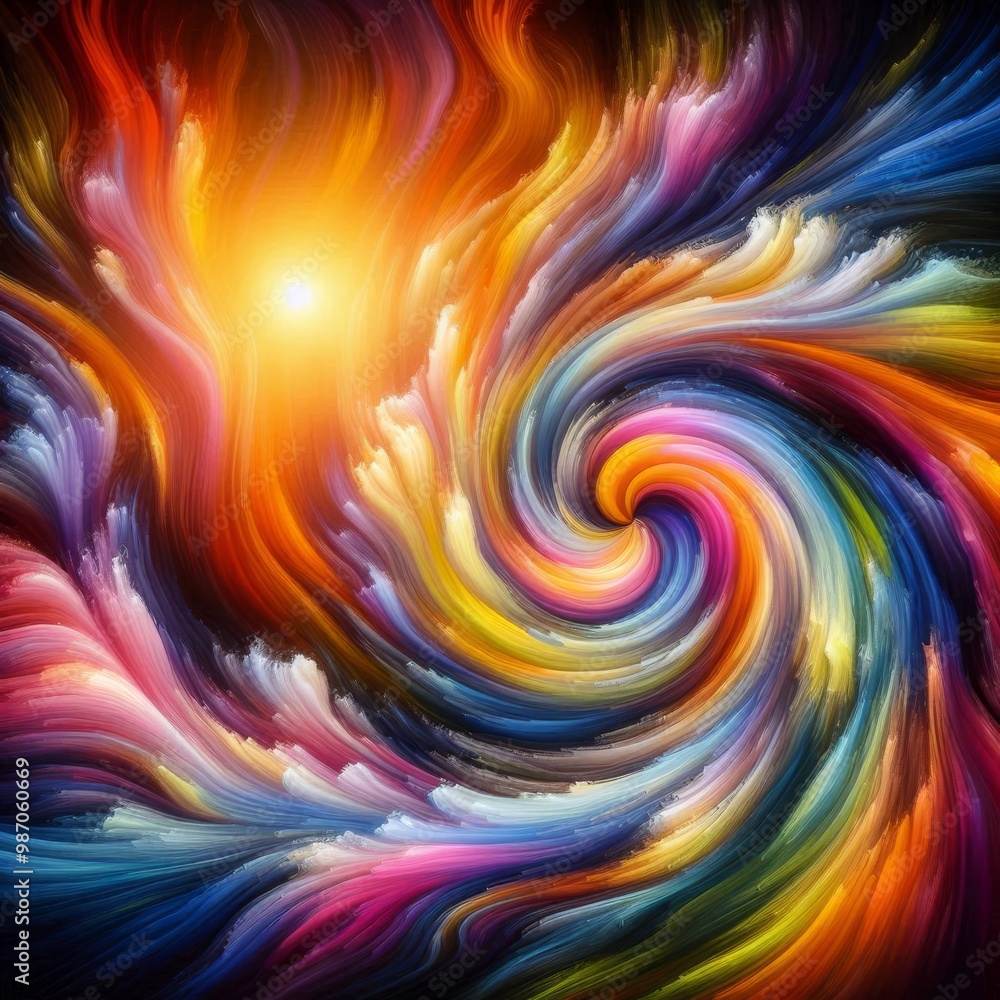 Poster a striking abstract digital art image with swirling patterns of bright, vibrant colors. the composit