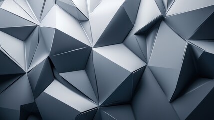 Fototapeta premium A futuristic 3D gradient transitioning from metallic silver to dark grey, with sleek, angular forms and sharp edges, creating a bold, industrial look.