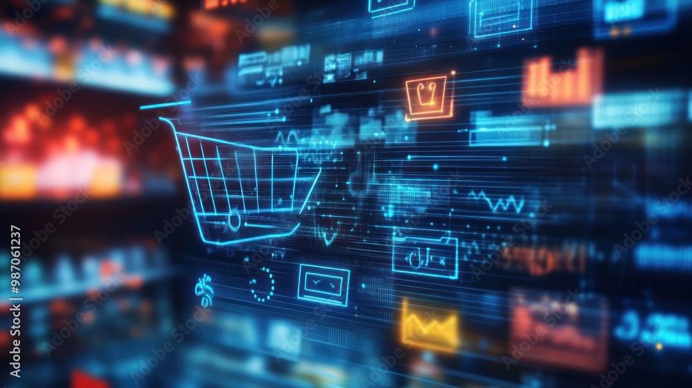 Fototapete e-commerce online retail analytics data visualization, charts, and graphs presenting insights into d