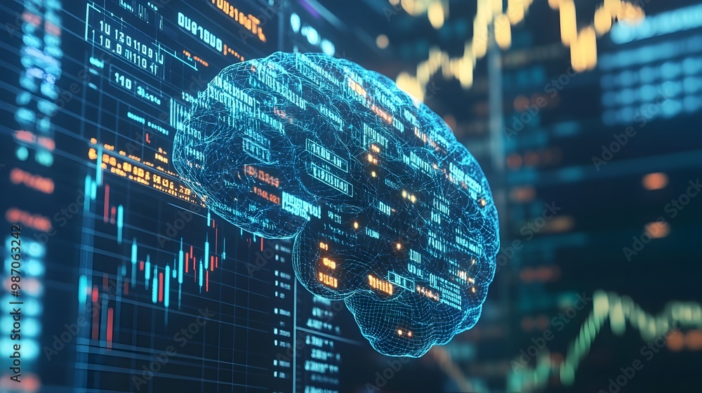 Poster cutting edge brain system seamlessly integrated with real time market data feeds enabling advanced a
