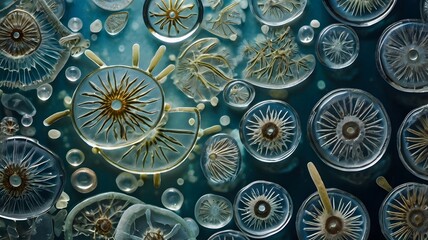 Diatoms Floating in Freshwater