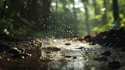 Rain hammered the ground, sending up tiny splashes.