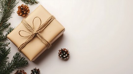 Fototapeta premium Simple and Clean Christmas Gift Presentation with Text Space