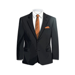 Black Suit with Orange Tie