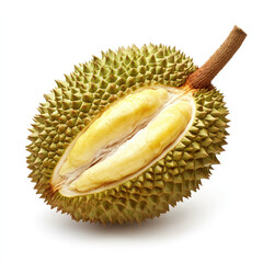 Obraz premium Half of Durian Fruit on White Background