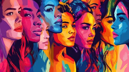 Obraz premium Illustration of multiethnic women group for international women's day concept