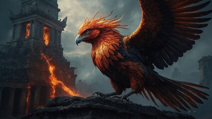 Fototapeta premium a bird of majesctic gothic phoenix