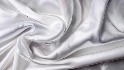 Obraz premium Luxurious White Silk Fabric Draped Elegantly with Smooth, Shimmering Texture, Highlighting the Soft and Glossy Folds in High Definition Close-up View