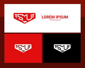 company logo concept template letter S M U with red color