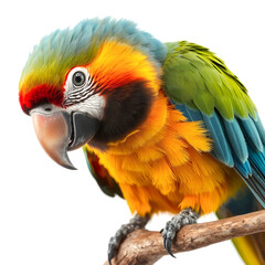 Fototapeta premium Colorful macaw parrot isolated on white background, clipping path included