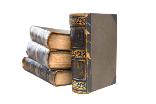 Vintage books isolated on the transparent background