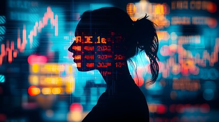 Woman Silhouette Digital Data Abstract