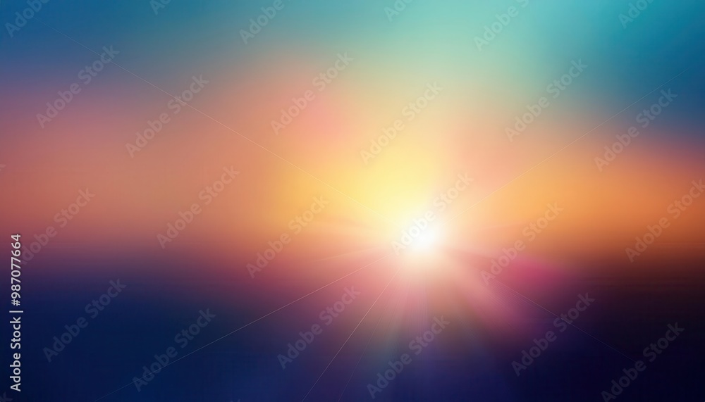 Poster Dreamy Abstract Light Blur with Warm Pastel Bokeh Circles and Gradient of Soft Oranges, Pinks, Purples, and Teal Hues Creating a Gentle, Ethereal Glow