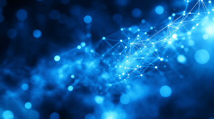 Abstract illustration featuring plexus blue geometrical shapes, Ai