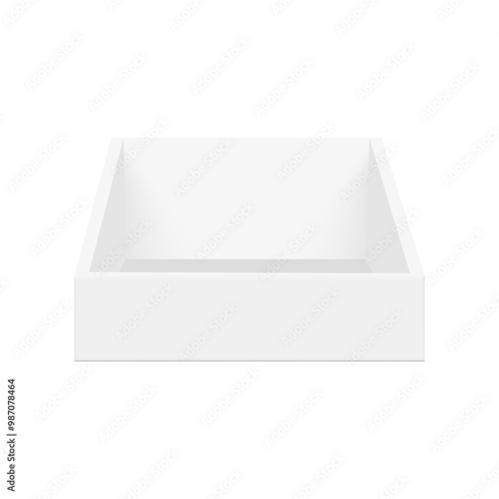 Poster empty triangular display box mockup, isolated on white background, front view. vector illustration