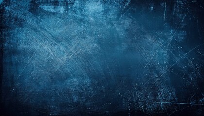 Abstract Grunge Texture with Deep Blue Tones and Subtle Black Marks, Featuring a Distressed Metallic Surface with Faded Details and Soft Gradient Blending, Evoking a Moody, Industrial Vibe
