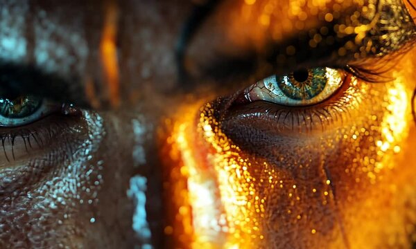 Close up portrait of a man with intense eyes and a determined look