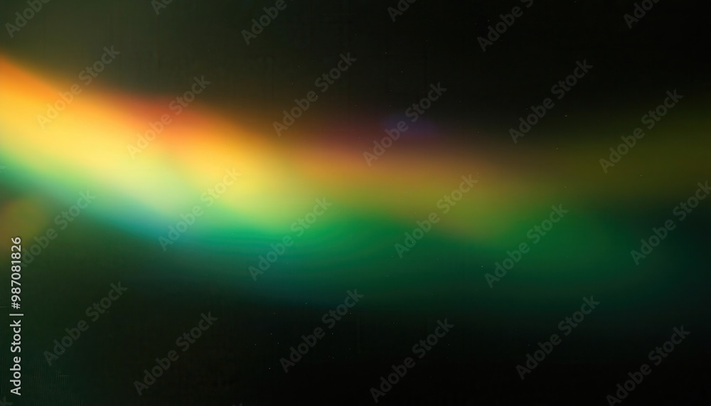 Poster abstract light spectrum in a dark background. soft gradient of orange, yellow, green, and blue blurr