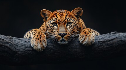 Naklejka premium Leopard on a Branch