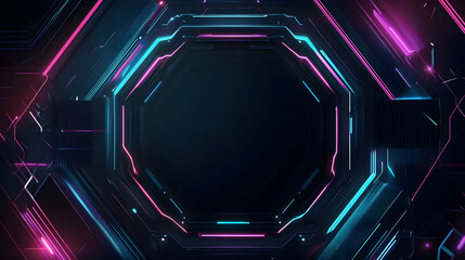 Obraz premium Hexagonal Neon Blue Futuristic Design