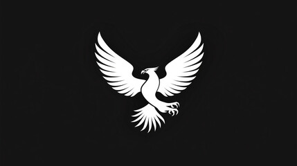 Obraz premium Stylized eagle logo design with open wings on black background