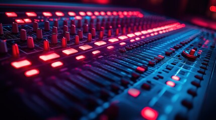 Close Up of Audio Mixing Console