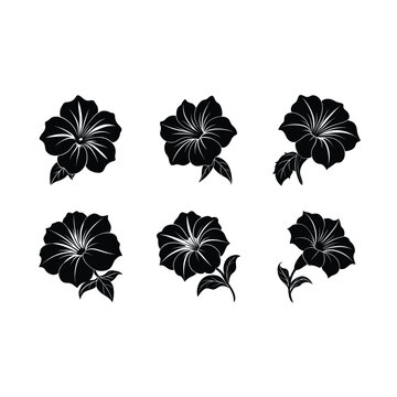Beautiful generative AI vector and line art design of petunia flowers for printables.