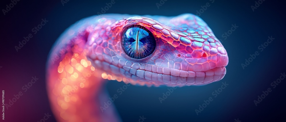 Canvas Prints pink below, blue above Eye occupies snake's head center