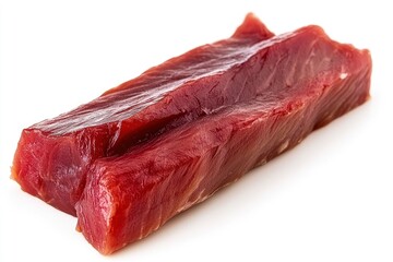 Fresh Raw Tuna Loin on a White Background , ai