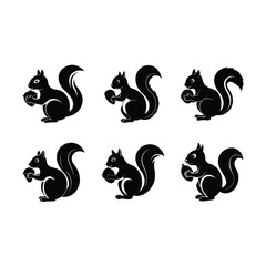 Fototapeta premium Playful squirrel with acorn vector in line art style, perfect for prints and decor
