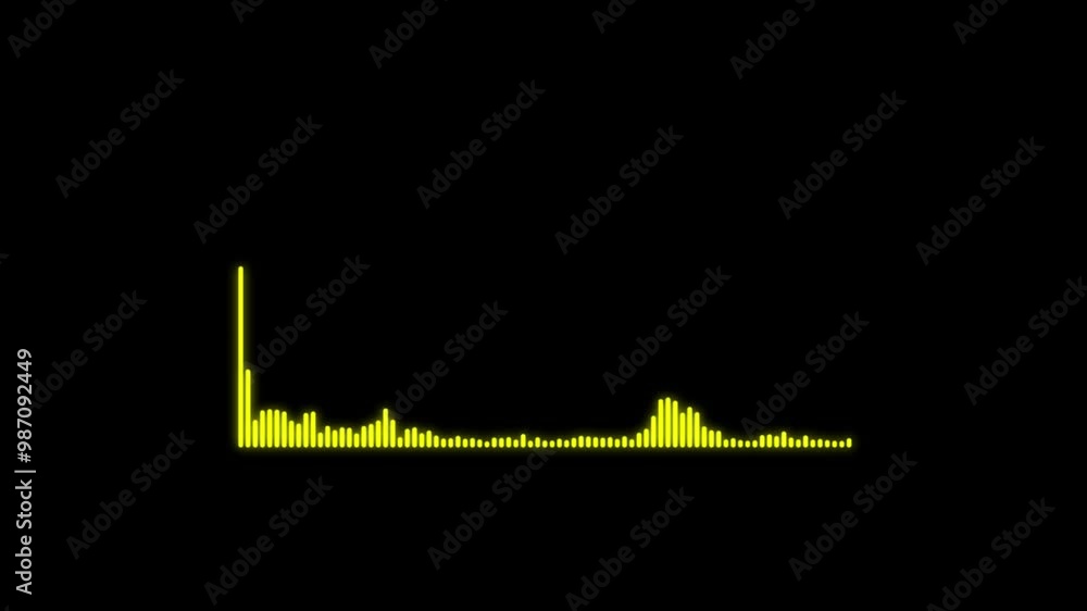 Poster sound wave animated in black background. audio waveform spectrum animation, visualization sound grap