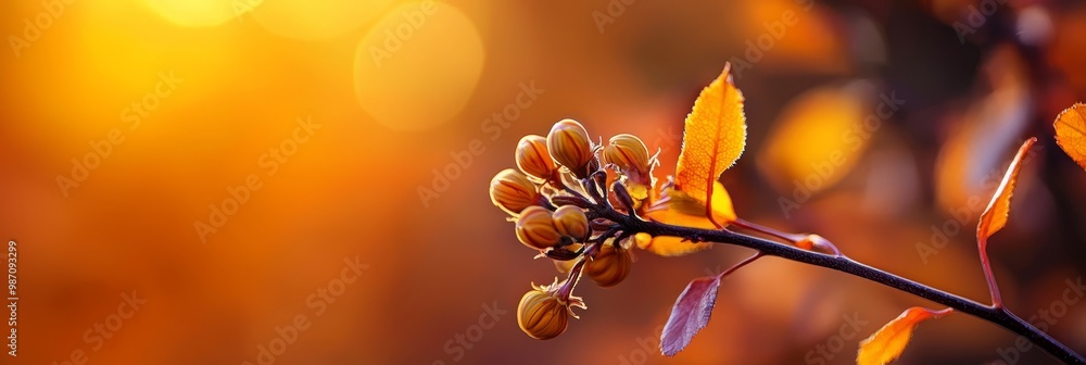 Canvas Prints  A flower in focus on a branch, surrounded by a softly blurred backdrop of leaves and branches