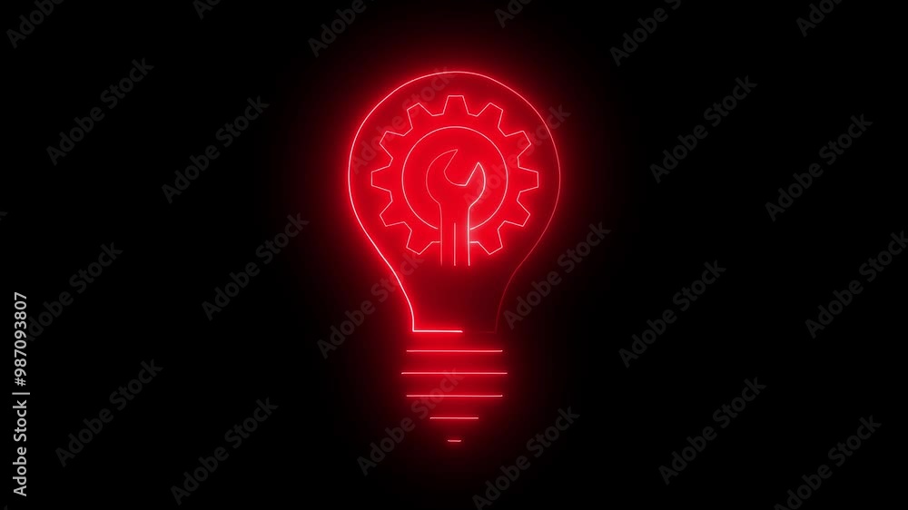 Poster new idea and setting icon .light bulb with setting gears icon animation. innovation concept. simple 