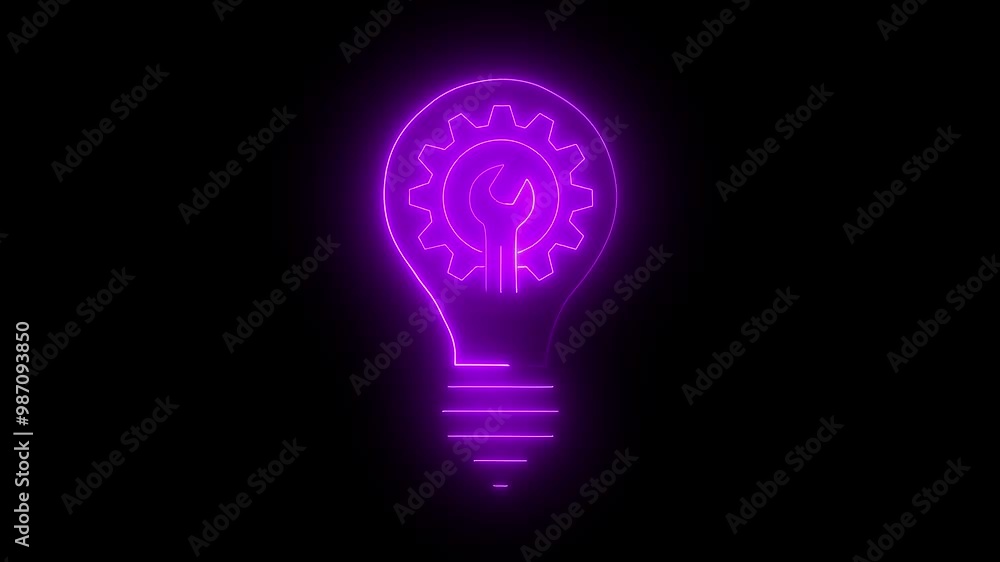 Poster light bulb with setting gears icon animation. innovation concept. simple and creative business idea 