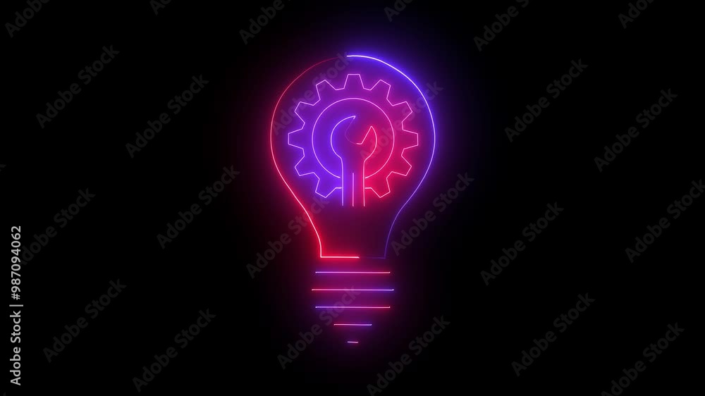 Poster light bulb with setting gears icon animation. innovation concept. simple and creative business idea 