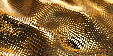 Gold snake skin. background of natural golden crocodile leather