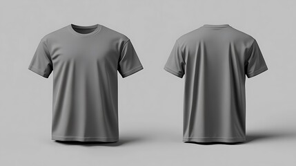 A simple gray t-shirt is displayed from the front and back, showcasing its classic design and versatile style.