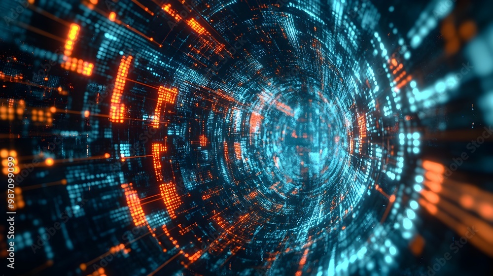 Aufkleber surreal cyber monday realm with glowing ecommerce platforms and swirling data streams