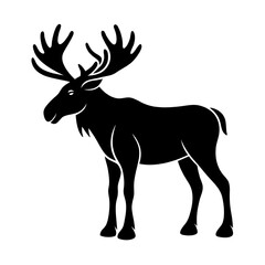 Majestic Moose Silhouette: A bold and graphic representation of a moose, perfect for designs that evoke wilderness, nature, and the great outdoors. 